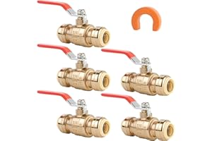 (Pack of 5) AB 3/4 Inch Push to Connect Ball Valve, 3/4 Inch Water Shut Off Valve with Disconnect Clip, Full Port Push Fit Ba