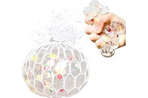 KAWAITE Grape Mesh Squishy Stress Balls (1 Pack) Fruit Squeeze Ball - Soft Sensory Ball Fidget Toys for Kids and Adults - Pull and Stretch,, Squish Dough Ball for Autism, ADD, ADHD