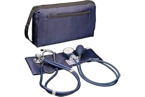 NOVAMEDIC Professional Aneroid Sphygmomanometer Blood Pressure Machine and Stethoscope Set, Universal Adult Size Cuff Arm 8.7-16.5", Manual Emergency BP Monitor Kit with Carrying Case, Blue