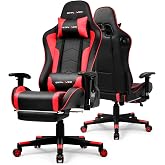 GTPLAYER Gaming Chair with Bluetooth Speakers, Adjustable Backrest and Height, 3D Armrests, Footrest, Ergonomic Computer Chair for Gamers (Brick Red)