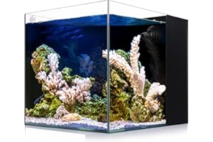 IOAOI Coralland 8-Gallon Saltwater Aquarium - Ultra Clear Low Iron Glass, 45° Angled Joint Design, Crystal Clear Viewing, Perfect for Marine Fish & Reef Tanks & Freshwater