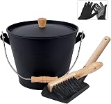 BRIAN & DANY Ash Bucket Set 5L with Lid Shovel & Hand Broom view 1