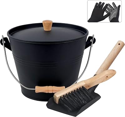BRIAN & DANY Ash Bucket Set 5L with Lid Shovel & Hand Broom