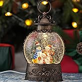 Snow Globe with Snowman Family, Light Up Christmas Snow Globes with Music Timer - USB Plug or Battery Operated Glitter Globe Indoor Christmas Decorations