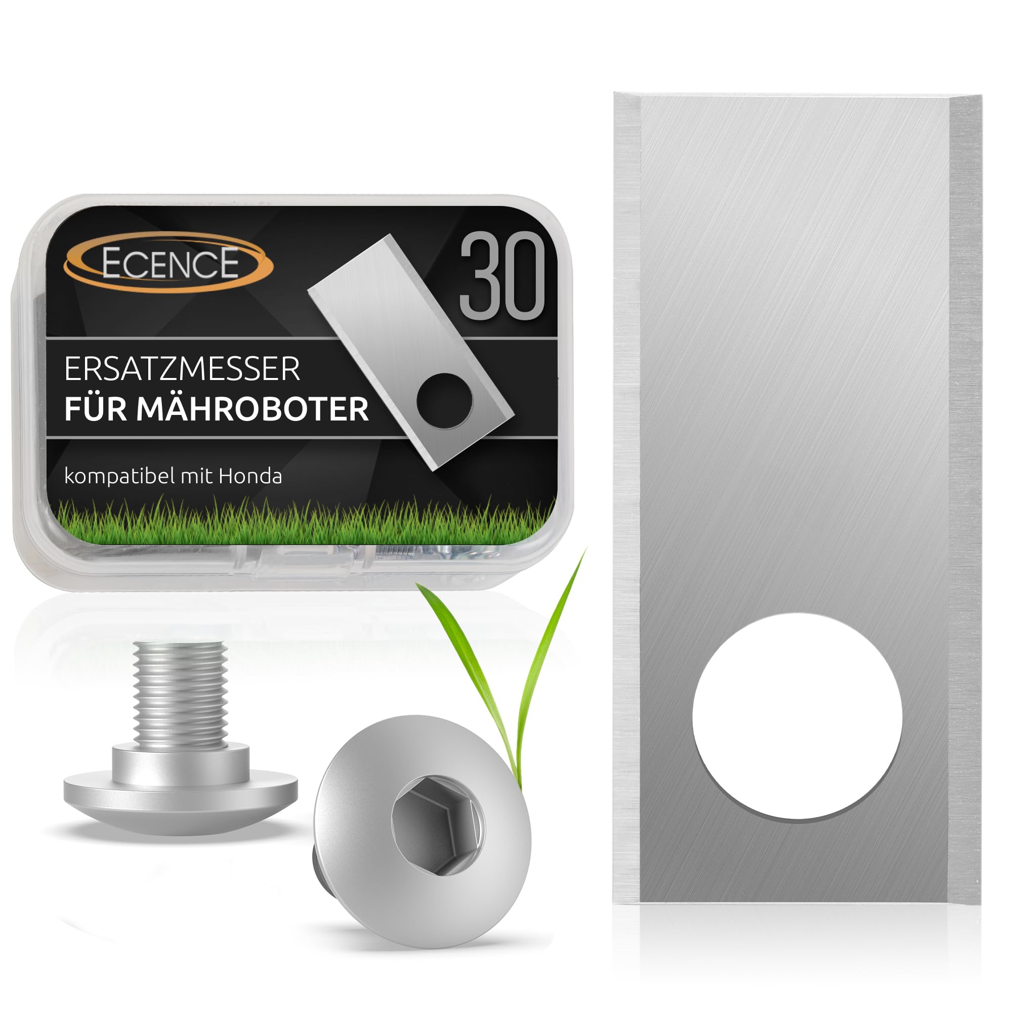 ECENCE 30 Replacement Blades for Robotic Lawn Mowers - Compatible with Honda Miimo 300 & 500 - Includes Screws