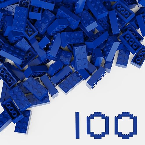 Classic Building Bricks 100 Pieces 2x4 Blue, Classic Brick Block Parts ...