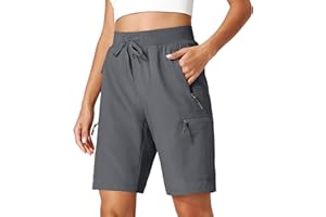 Ksmien Women's Hiking Cargo Shorts Quick Dry Lightweight Summer Shorts with Zipper Pockets for Travel Golf Camping