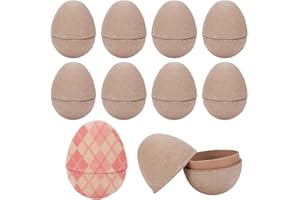 SOFPLATE 10Pcs Paper Mache Easter Eggs Empty Easter Eggs Bulk Brown Paper Blank Unfinished Paintable Fillable Ornament for DI