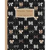 Dark Coquette Composition Notebook: Girly Aesthetic Bow Pattern College Rule Lined Journal; 8x10"