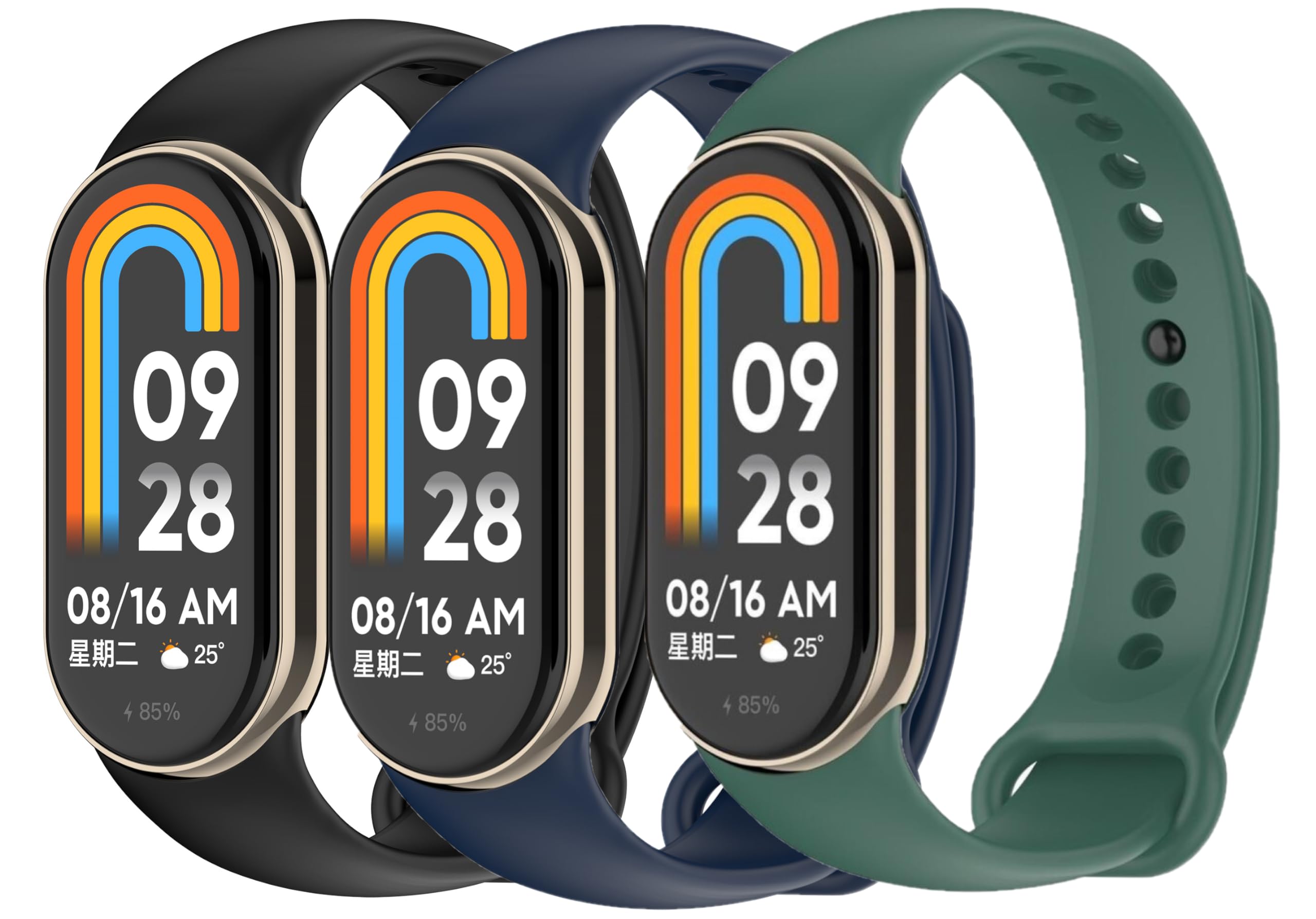 Panda Bobo Straps compatible with Xiaomi Mi Band 8/8 NFC, Mi Band 9/9 NFC Silicone Strap Sport Replacement Band (Pack A - x3 Straps)