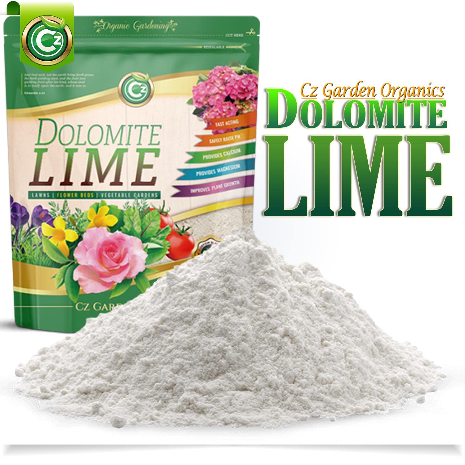 Photo 1 of Organic Dolomite Lime 5LB - Made in USA - Garden Soil Amendment Fertilizer for Plants. Calcium/Magnesium Additive. Raise & Stabilize pH - Earthbox Tomatoes & Peppers Blossom End Rot. OMRI Listed