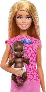 Barbie Baby Doctor Doll with Blonde Scrubs & Baby Patient Set JCR72 view 3