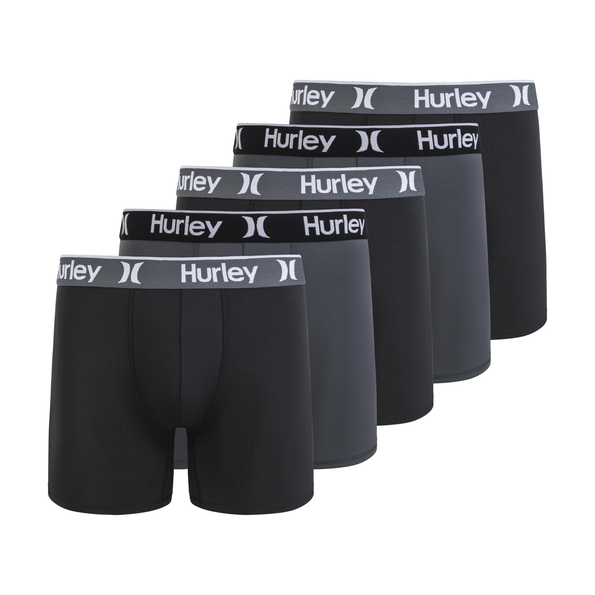 Photo 1 of  LHurley Men's Standard 5 Pack Stretch Boxer Briefs, Black/Castlerock L
