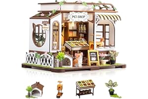 GuDoQi DIY Miniature House Kits, DIY Miniature Dollhouse Kit with Furniture, Tiny House Kits 1:24 Scale, Creative DIY Crafts for Adults Teen, Christmas Birthday Gifts, Pet Shop