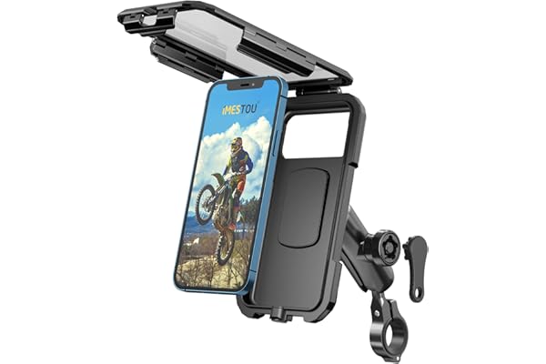 Anti-Theft Waterproof Motorcycle Phone Holder-iMESTOU Bike Phone Mount 1" Ball Handlebar Stem Mobile Holder with Double Socke