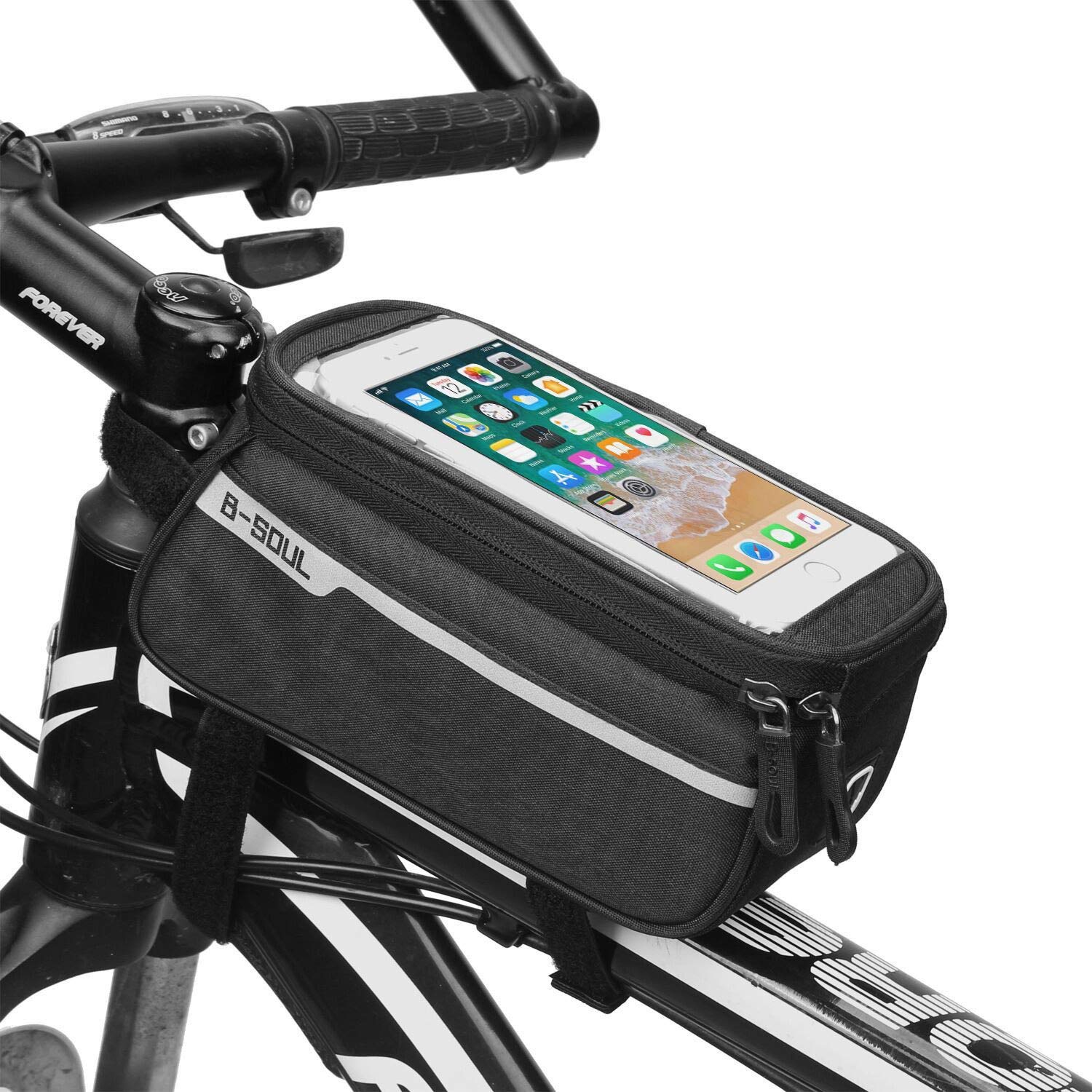 Universal Bicycle Pouch for Samsung Galaxy J6+ Smartphone GPS Holder Black Mountain Bike Cycling Universal Earphones