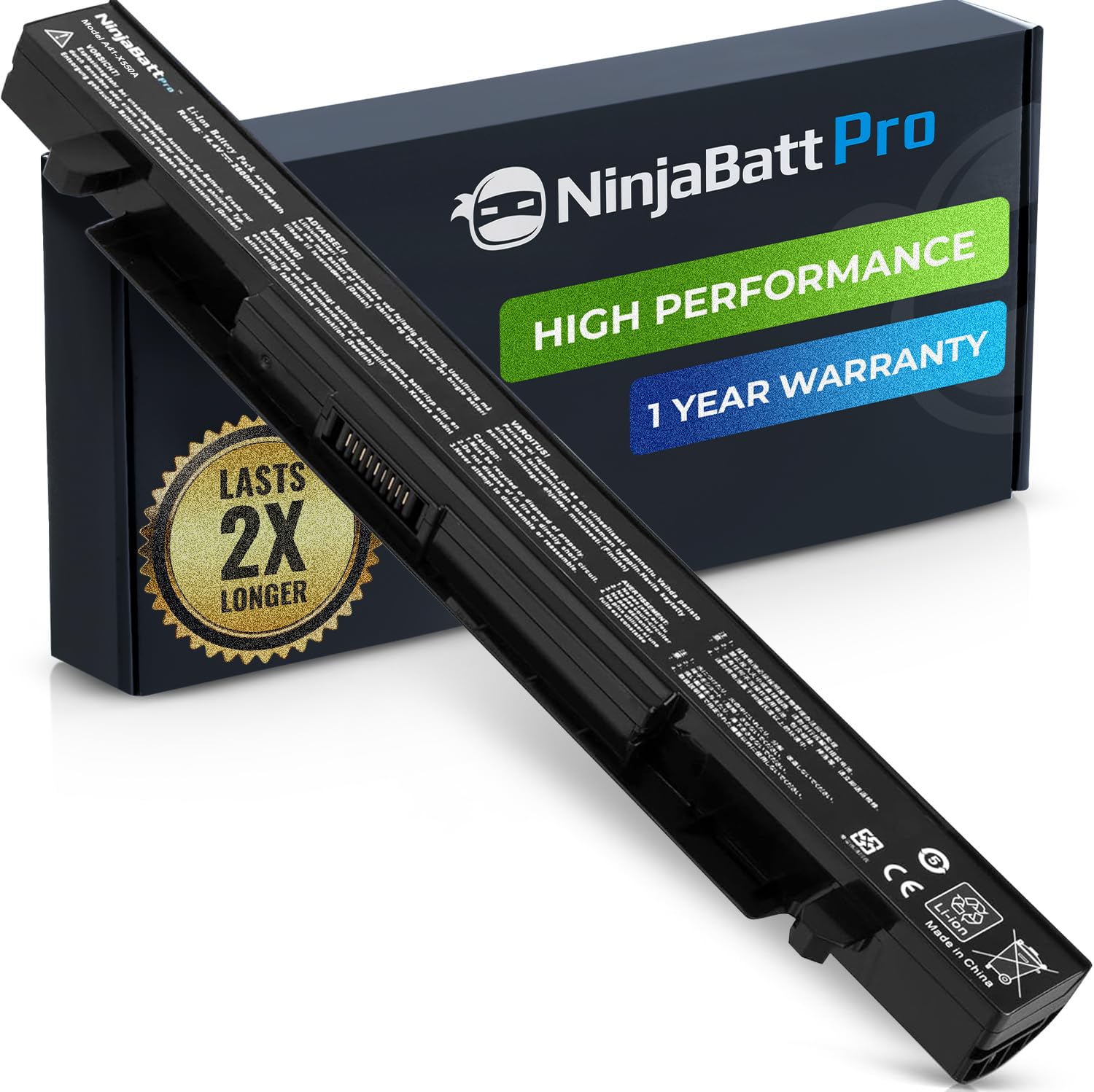 NinjaBatt Pro Battery for ASUS A41-X550A A41-X550 F550 F450 X550 R510C A550 K550 P550 X550C X550DP X450 A550L X550J R510 - Samsung Cells [4 Cells] les/2600 0mAh/37Wh]