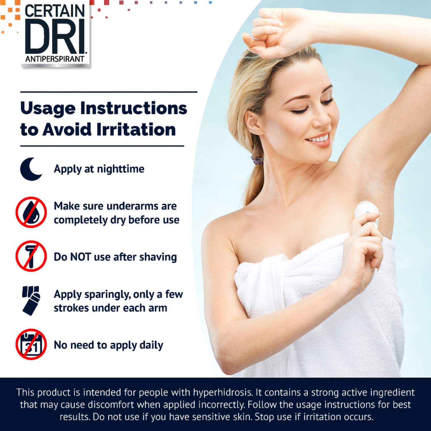 Certain Dri Prescription Strength Clinical Antiperspirant - Doctor Recommended Hyperhidrosis Treatment - 72 Hour Protection from Excessive Sweating - Roll-On - 1.2 Fl Oz - Pack of 1 : Beauty