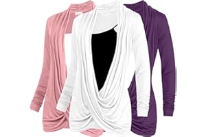 Free to Live 3 Pack Long Sleeve Nursing Tops Breastfeeding Shirts Cardigan Sweaters for Women Lightweight Postpartum Clothes