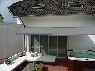 Prime Tech Elektrische Kassettenmarkise/Gelenkarm-Markise 600 x 300 cm/Gehäuse anthrazit-grau/Tuch hell-grau / #067