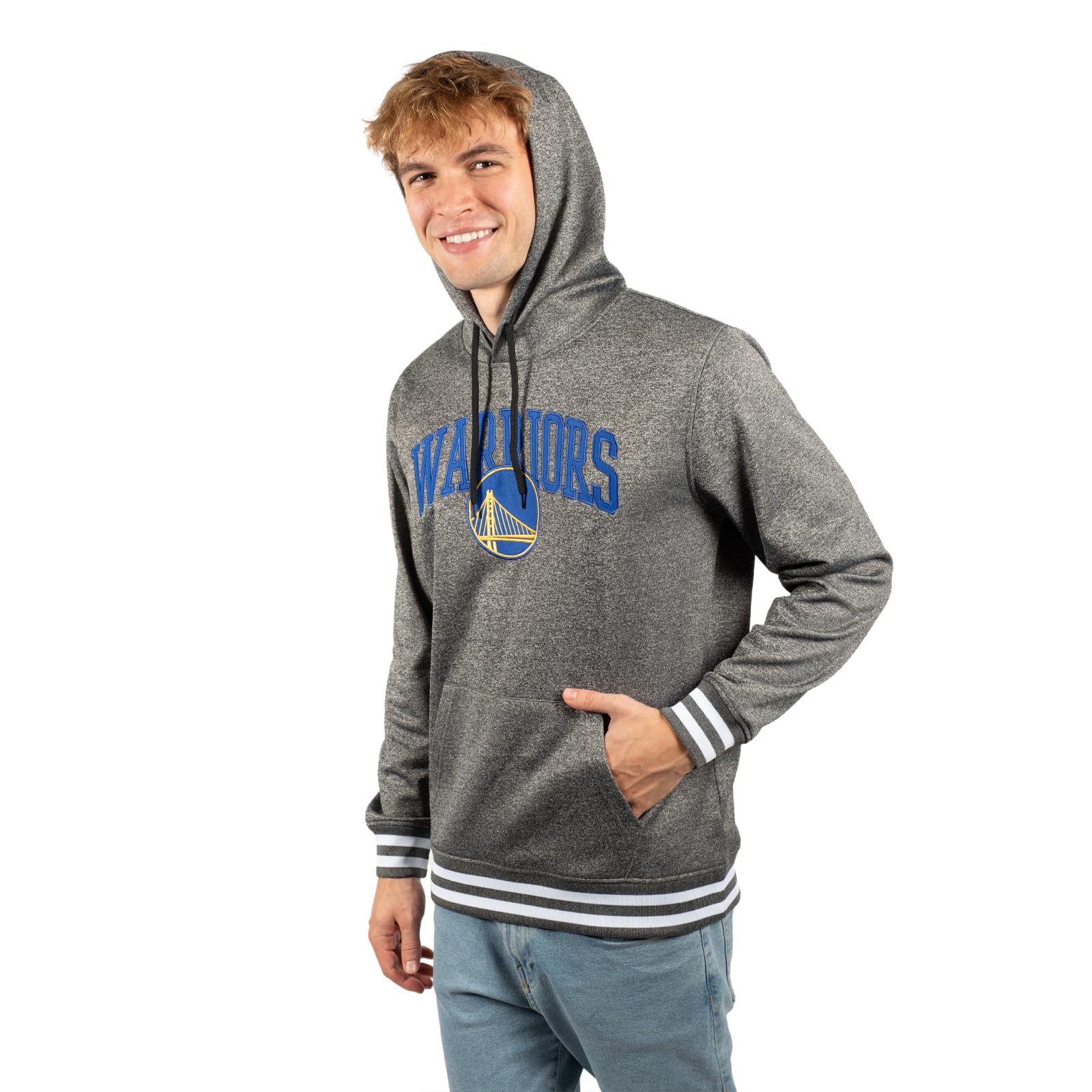 Ultra Game NBA Men's MVP Super Soft Pullover Hoodie Sweatshirt, Golden State Warriors, Heather Charcoal, X-Large Image