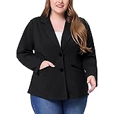 Agnes Orinda Plus Size Blazers for Women Notched Lapel V Neck Business Casual Outfits Suit Jacket Work Fall Blazers