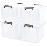 Citylife 32 QT Plastic Storage Bins with Latching Lids Stackable Storage Containers for Organizing Large Clear Storage Box fo
