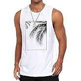 Bupekbee Mens Graphic Tank Tops Sleeveless Workout Gym Shirts Beach Hawaiian Coconut Tree Patriotic Style T-Shirt
