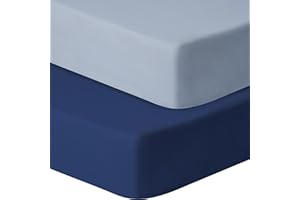 GUNTAIL Baby Crib Sheets for Boys Girls, 2 Pack Fitted Crib Sheet for Standard Crib and Toddler Mattress, Soft Microfiber Baby Sheet 52x28x8in (Navy & Gray)