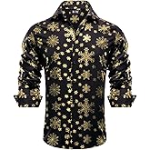 Hi-Tie Mens Christmas Dress Shirts Long Sleeve Casual Ugly Santa Claus Button Down Xmas Shirts for Men Party Holiday