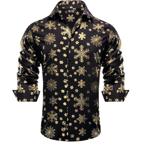 Amazon.com: Hi-Tie Mens Black Rose Gold Dress Shirt Button Down Slim Fit  Long Sleeve Nightclub Casual Shirt Party Wedding(Small) : Clothing, Shoes &  Jewelry