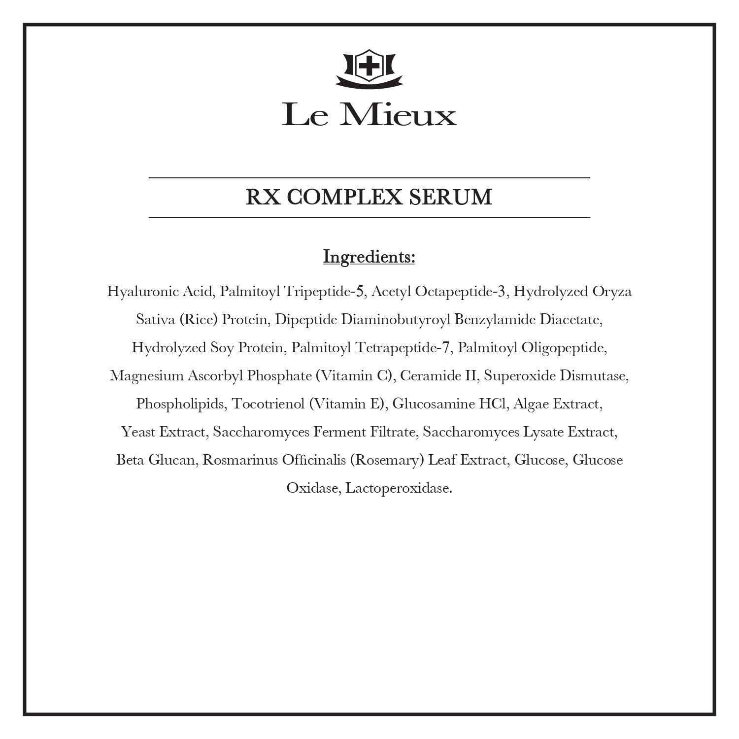 Amazon Com Le Mieux Rx Complex Serum Antioxidant Peptide Hyaluronic Acid Anti Aging Face Serum To Help Address The Appearance Of Fine Lines Wrinkles Dark Spots Uneven Texture 1 Oz