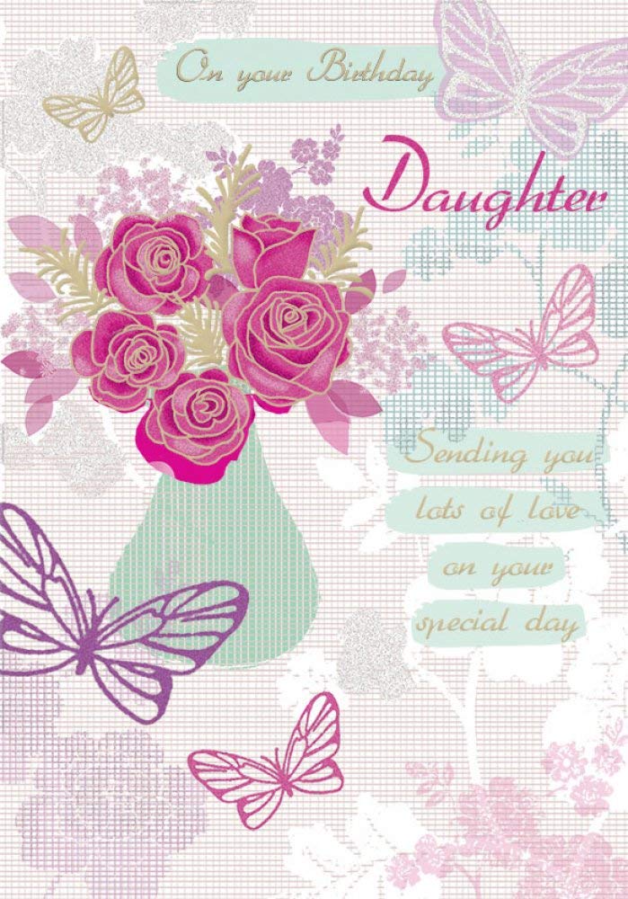 Piccadilly Greetings Traditional Birthday Card Daughter - 9 x 6 inches,Pink