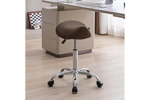 FIRAVOE Saddle Stool, Swivel Saddle Stool with Wheels, Adjustable Rolling Stool 18"-26", Faux Leather Rolling Saddle Stool for Salon, Massage, Clinic, Lab, Office (Tan, 1PCS (18"-26"))