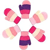 SATINIOR 3 Pairs Toddler Mittens Kids Winter Warm Gloves Baby Soft Stretch Mittens for Boys Girls Children