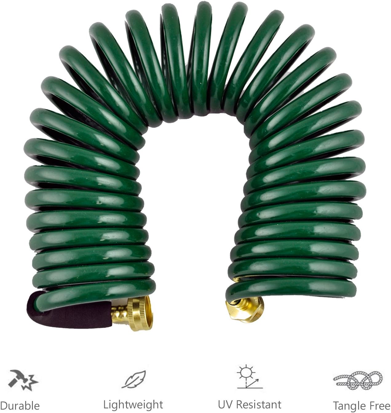 Instapark GHN-06-25 Heavy-Duty EVA Recoil Garden Hose 25ft with 7-Pattern Spray Nozzle, Green, 25 Foot : Garden & Outdoor