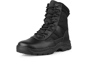 LUDEY Tactical Military Combat Boots for Men Side Zipper Army Police Work Ankle Boots Anti-slip for Motorcycle Duty Desert