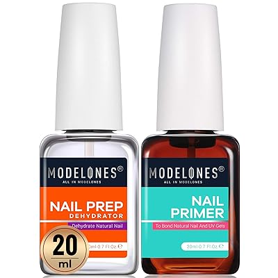 Modelones Nail Prep Dehydrator &amp; Bond Primer, Nail Protein Bond, 20ml Professional Natural Superior Bonding Primer for Acrylic Powder and Gel Nail Polish 0.7oz