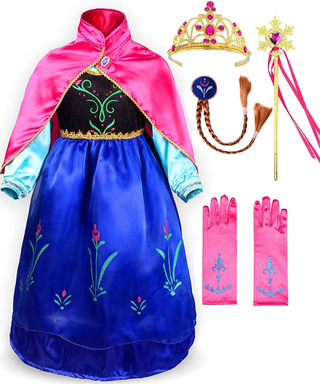 SweetNicole Snow Queen Elsa Princess Party Dress Costume with Accessories (4-5, Style 3)
