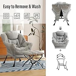 Furlide Lazy Chair with Ottoman, Modern Chair with