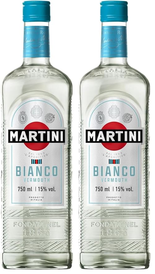 MARTINI Bianco White Vermouth Aperitivo, 15% ABV, 75cl / 750ml, Italian Vermouth Infused with Aromatic Herbs and Flowers (Pack of 2)