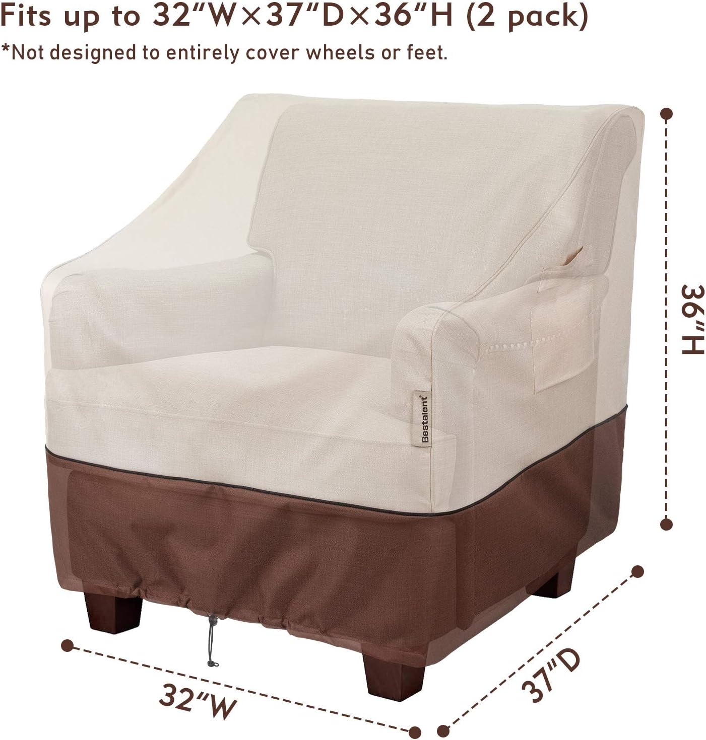 Bestalent Patio Chair Covers Heavy Duty Outdoor Furniture Covers Waterproof Fits up to 32" W x 37" D x 36" H 2Pack : Garden & Outdoor