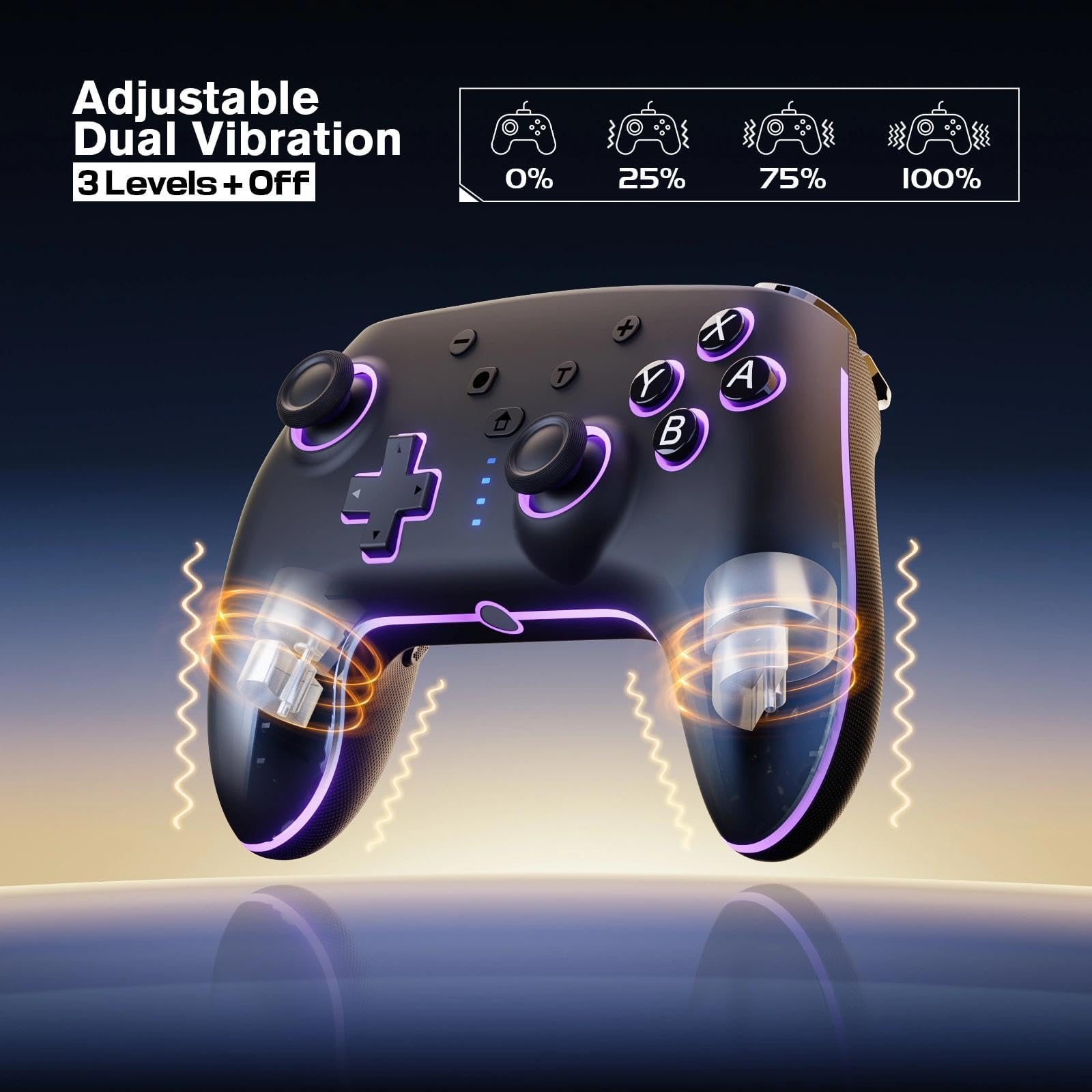 RivalPlay Switch Controller, Compatible with Switch 2/Lite/OLED/mit Cooler RGB-Beleuchtung, 2 Makro-Tasten, Bewegungssensor, Einstellbarer Turbo-Funktion und Vibration, 800mAh Akku 6