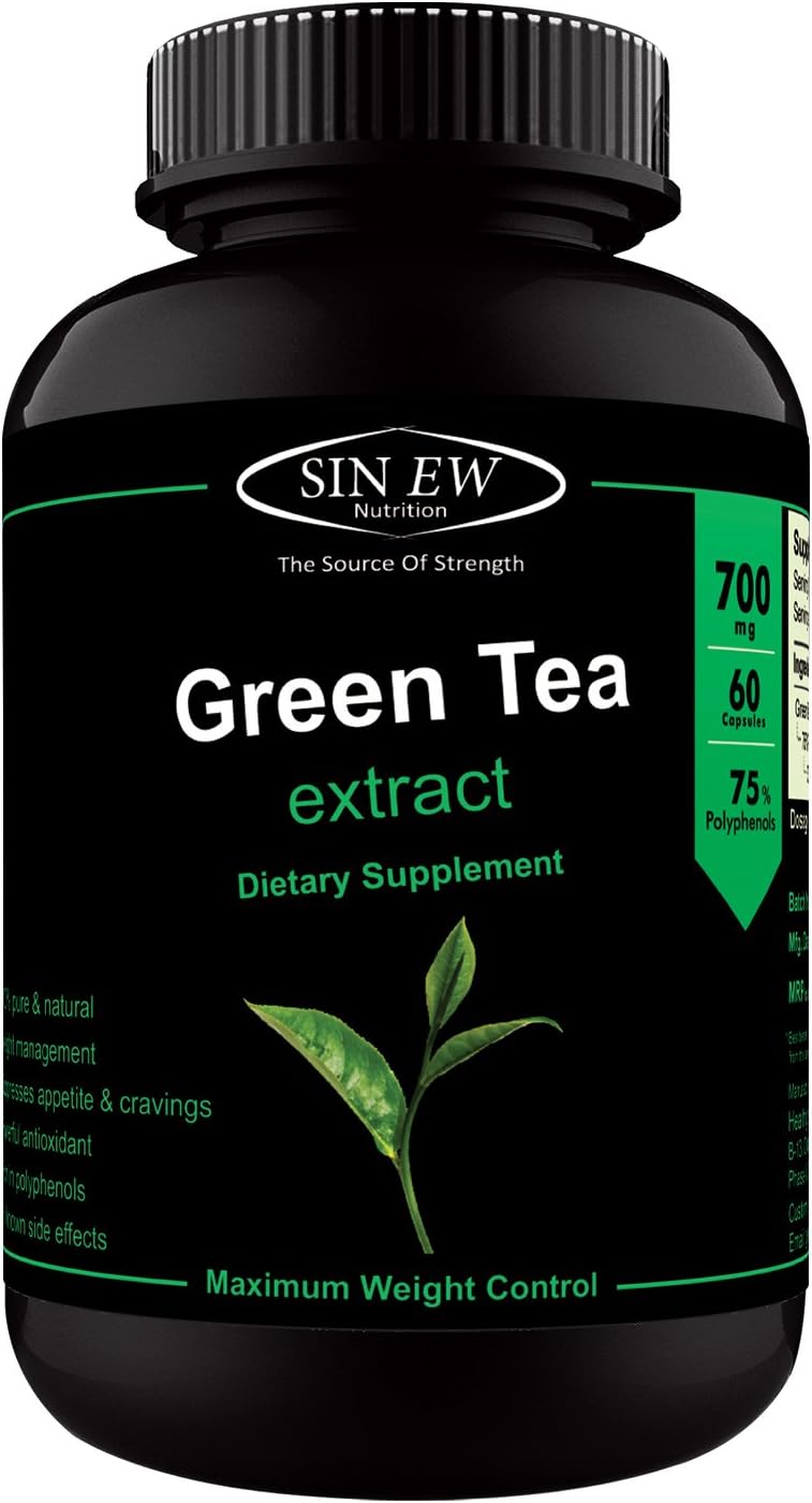 Sinew Nutrition Green Tea Extract 700 mg (60 Count), 100% Pure & Natural Weight Management & Appetite Suppressant Supplement