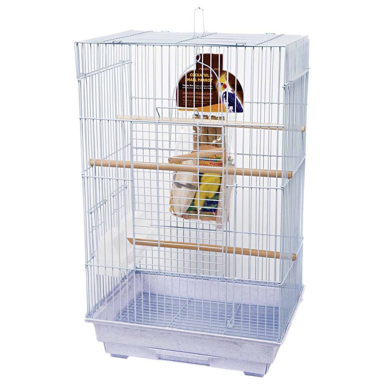 Penn Plax Bird Cage Starter Kit, Cage with Toys, Treats, Games, Ladder, and Wood Perch for Medium Sized Birds