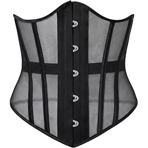 Scarlet Darkness Women Corset Belt Renaissance Underbust Mesh Wide Corset | Waist Belt, Adjustable Lace Up Back, Pirate Goth