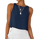 ANRABESS Women Crop Tank Tops High Neck Sleeveless Linen Shirts 2026 Summer Outfits Casual Blouse Beach Vacation Clothes