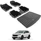 3W Floor Mats(with Carpet) & Cargo Liner Fit for Honda CR-V 2023 2024 2025 2026 TPE All Weather Waterproof Custom Fit Automotive Floor Liners and Carpet for Honda CRV(Include Hybrid)