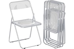 HOMCOM Acrylic Folding Chairs 4 Pack, Transparent Foldable Chairs for Indoor, Living Room, Home Office, Party, Event, Clear