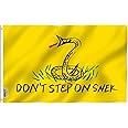 Anley Fly Breeze 3x5 Foot Don't Step on Snek Flag - Vivid Color and Fade Proof - Canvas Header and Double Stitched - No Step on Me Flags Polyester with Brass Grommets 3 X 5 Ft